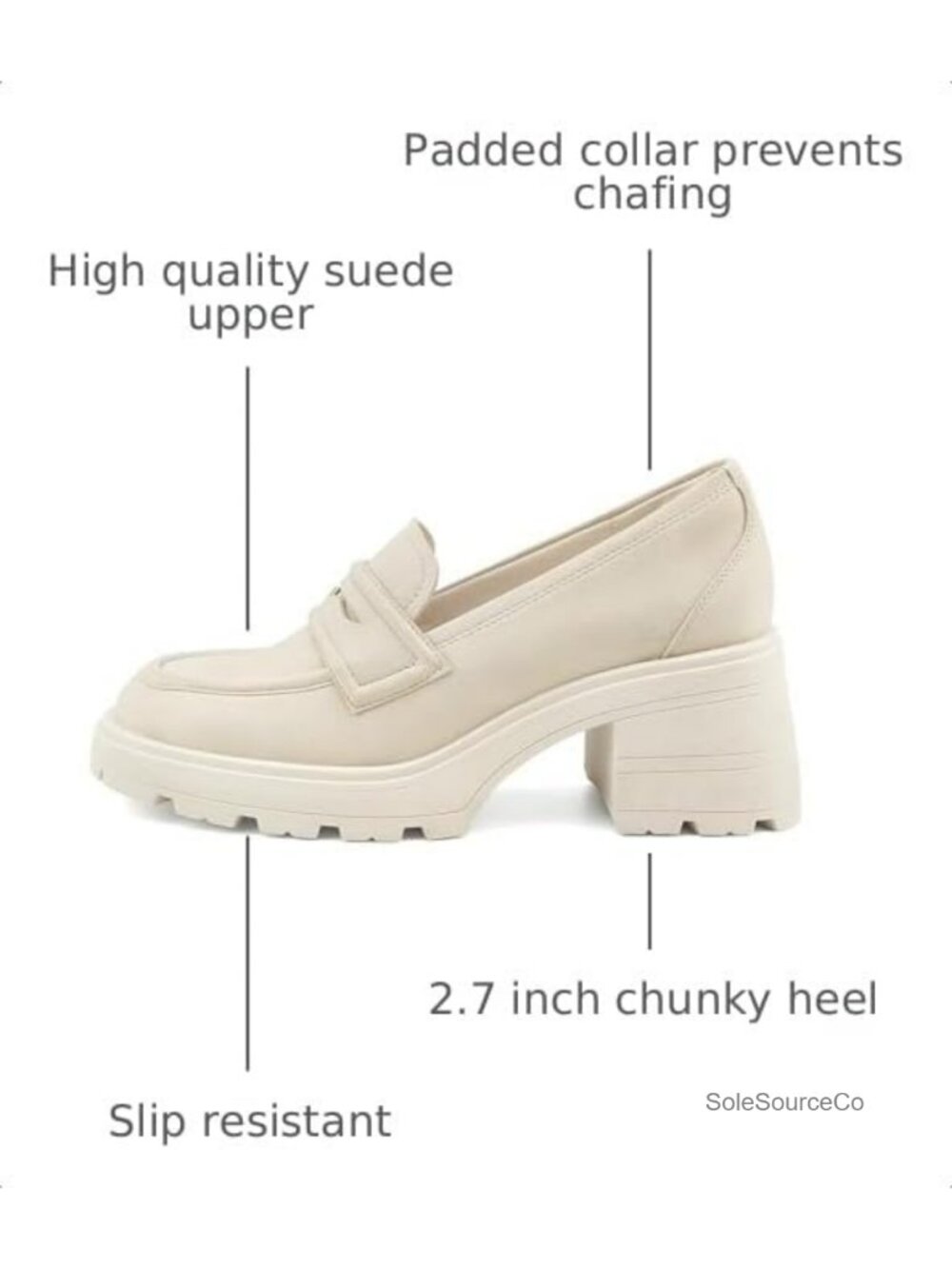 Chunky Block Heel Loafers for Women Slip On Platform Pumps Suede Dress Wedding - Picture 2 of 6